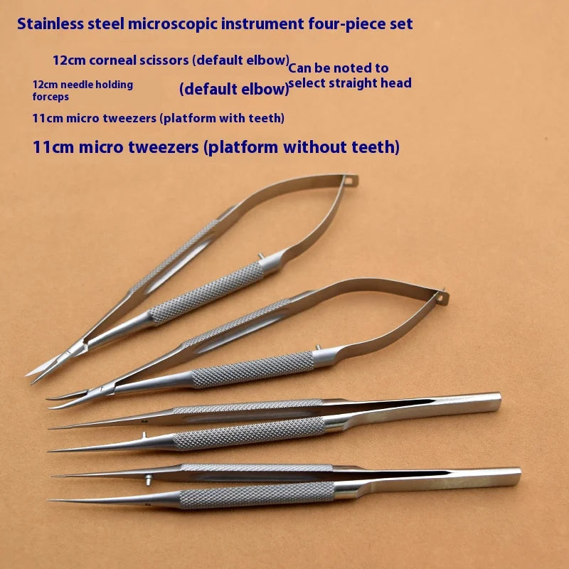 Conjunto de ferramentas para pálpebras, fórceps porta-agulhas com tesoura de dentes, instrumento oftálmico de aço inoxidável