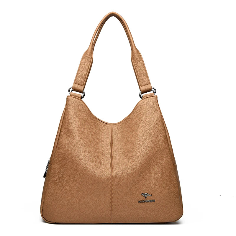 Bolsa hobo de couro com alça superior, bolsa feminina de lazer, bolsa de ombro fashion, vintage, bolsa tote de grande capacidade