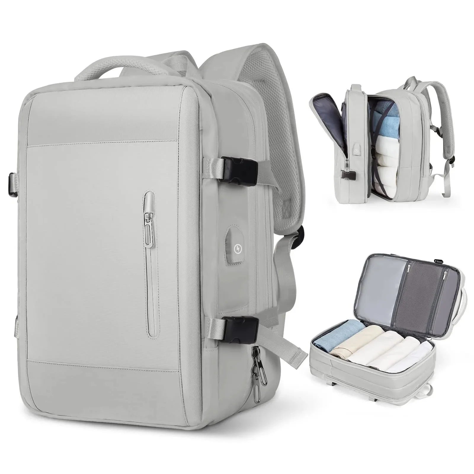 Mochila de viagem expansível de grande capacidade, bolsa de ombro dupla para viagens de negócios, montanhismo e transporte de computador