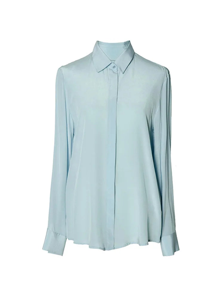 Suyadream camisas femininas de seda 100% seda real sólida manga comprida botão chique blusas 2025 primavera verão escritório senhora topo branco