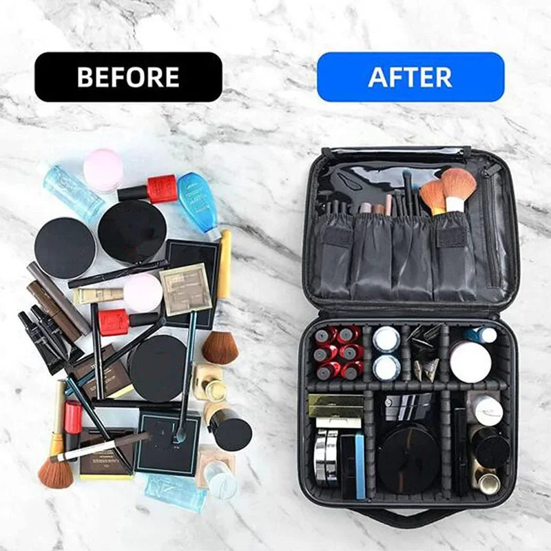 Bolsa de Maquiagem à Prova d'Água para Mulheres, Estojo Profissional de Cosméticos, Organizador Portátil para Pincéis de Beleza