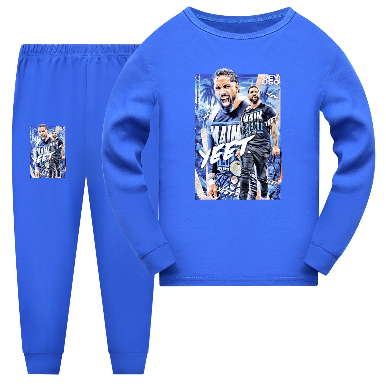 Crianças dos desenhos animados lutador jey uso conjuntos de pijama da criança meninos pijamas diários do bebê meninas manga longa t camisa + shorts 2 pçs set3952