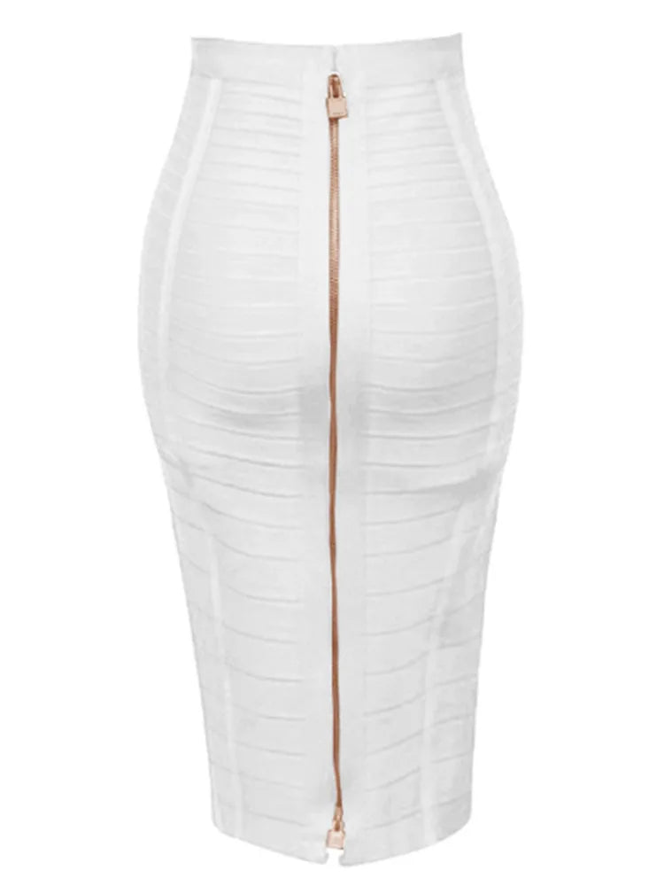 16 cores sexy sólido zíper laranja azul preto vermelho bandagem saia feminina elástica bodycon verão xl xxl lápis saias 58cm