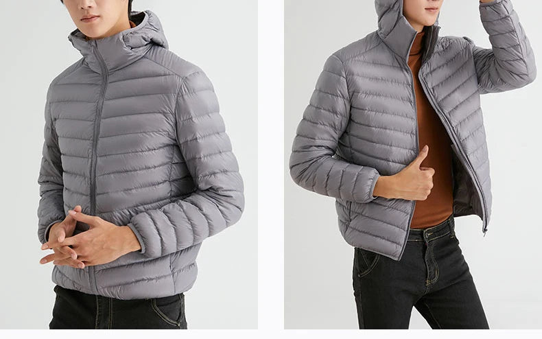 Homem 90% pato para baixo jaqueta com capuz inverno outono casaco masculino ultra leve jaquetas quentes outwear parkas ao ar livre roupas de campanha