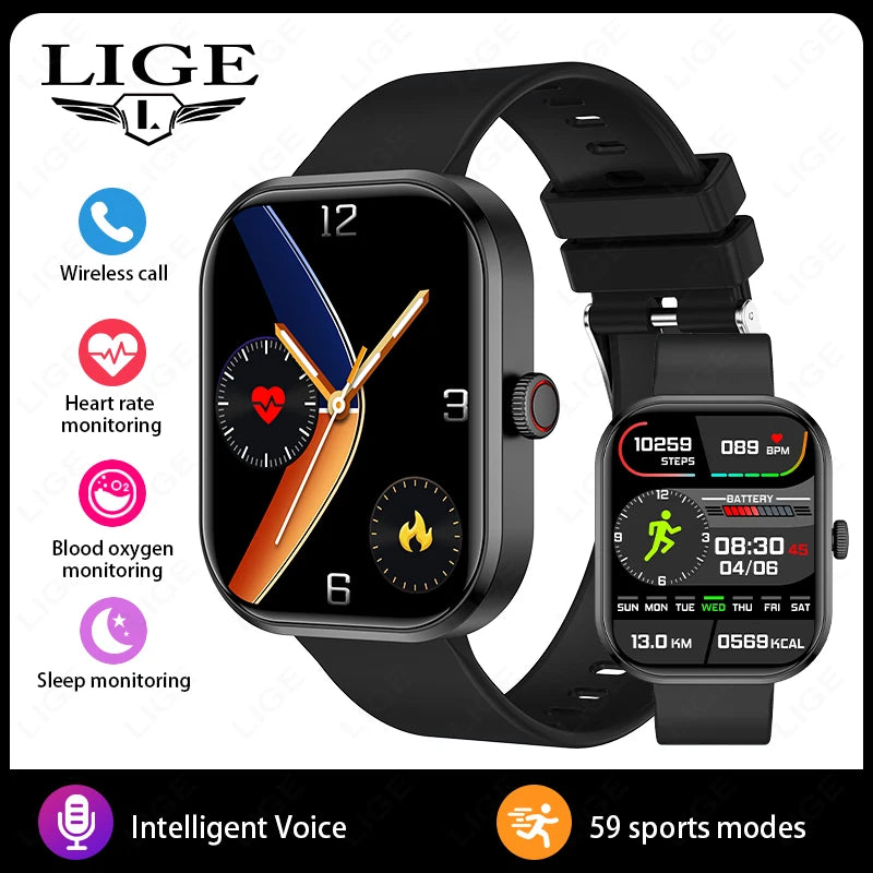 Lige 2.01 "tela hd relógio personalizado rosto relógio inteligente feminino à prova dwaterproof água esporte senhoras relógios bt chamada monitor de saúde feminino smartwatch
