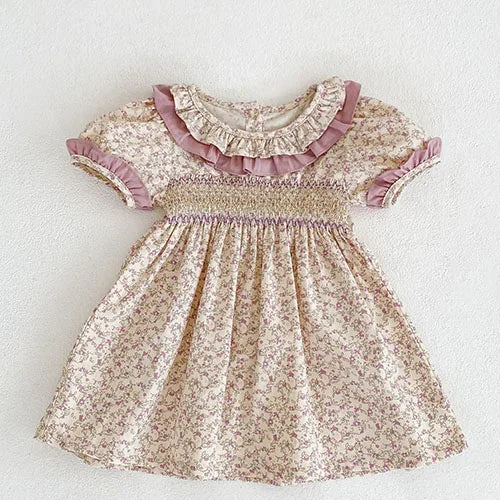 2025 novo verão crianças vestido 2-6 anos crianças vestidos de princesa manga voadora algodão bordado bebê menina vestido de festa irmã roupas