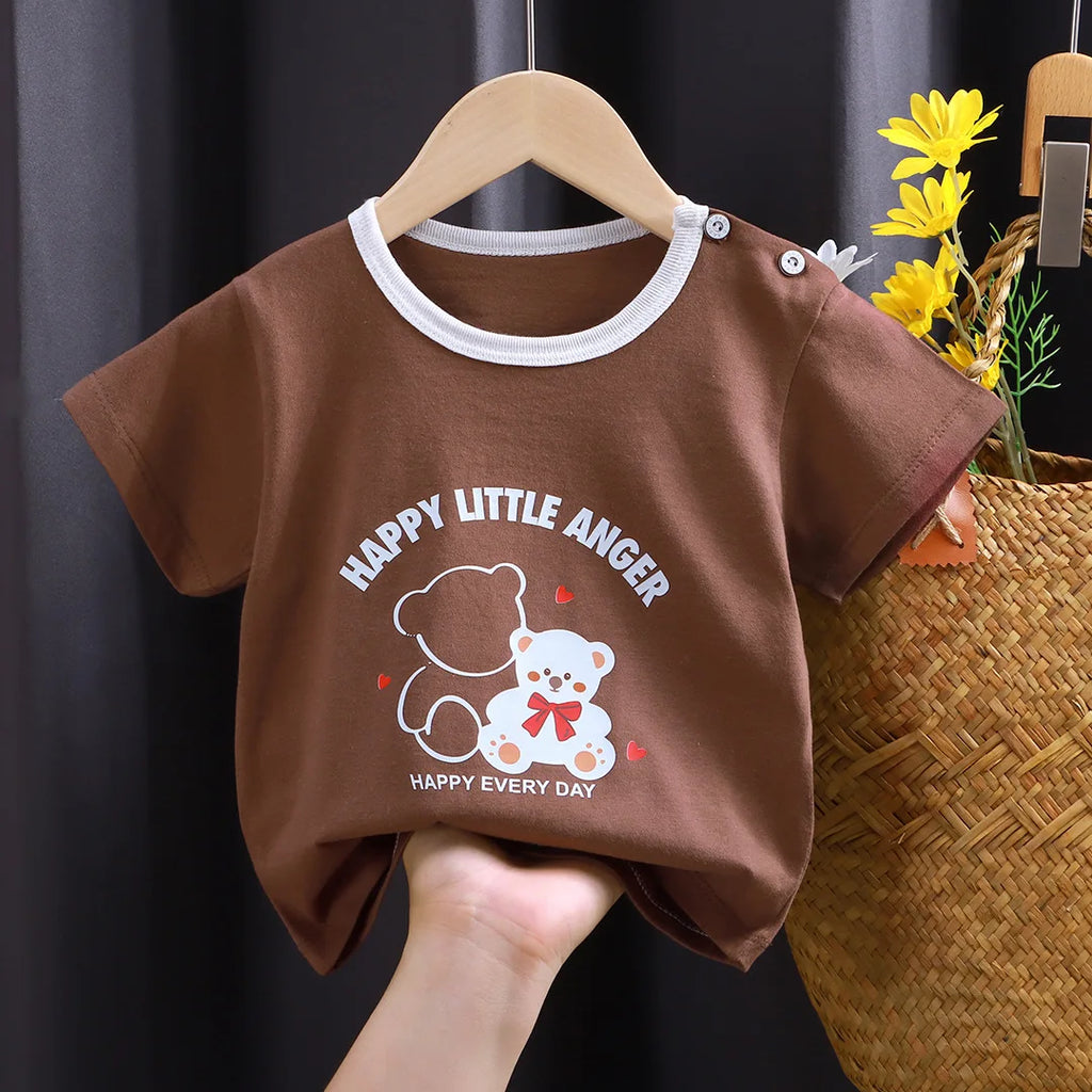 2025 verão crianças dos desenhos animados camiseta para menino animal impressão dinossauro urso meninos t camisa meninas topos camisetas dos desenhos animados crianças roupas