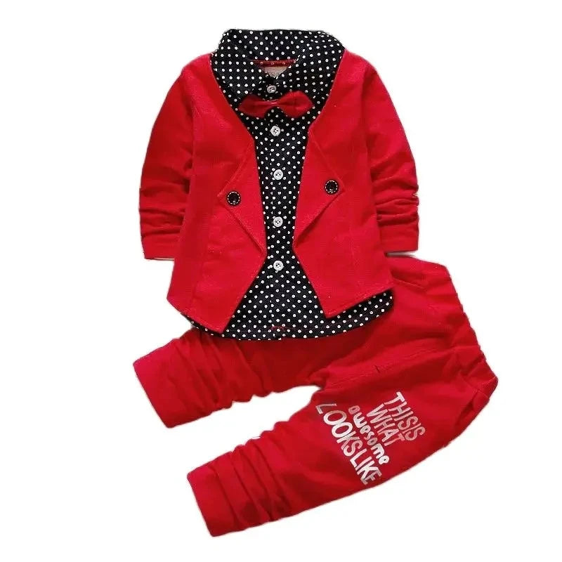 Crianças mais fino conjuntos de roupas primavera outono agasalho bebê meninos criança manga longa cavalheiro ternos crianças t camisa calças conjuntos roupas
