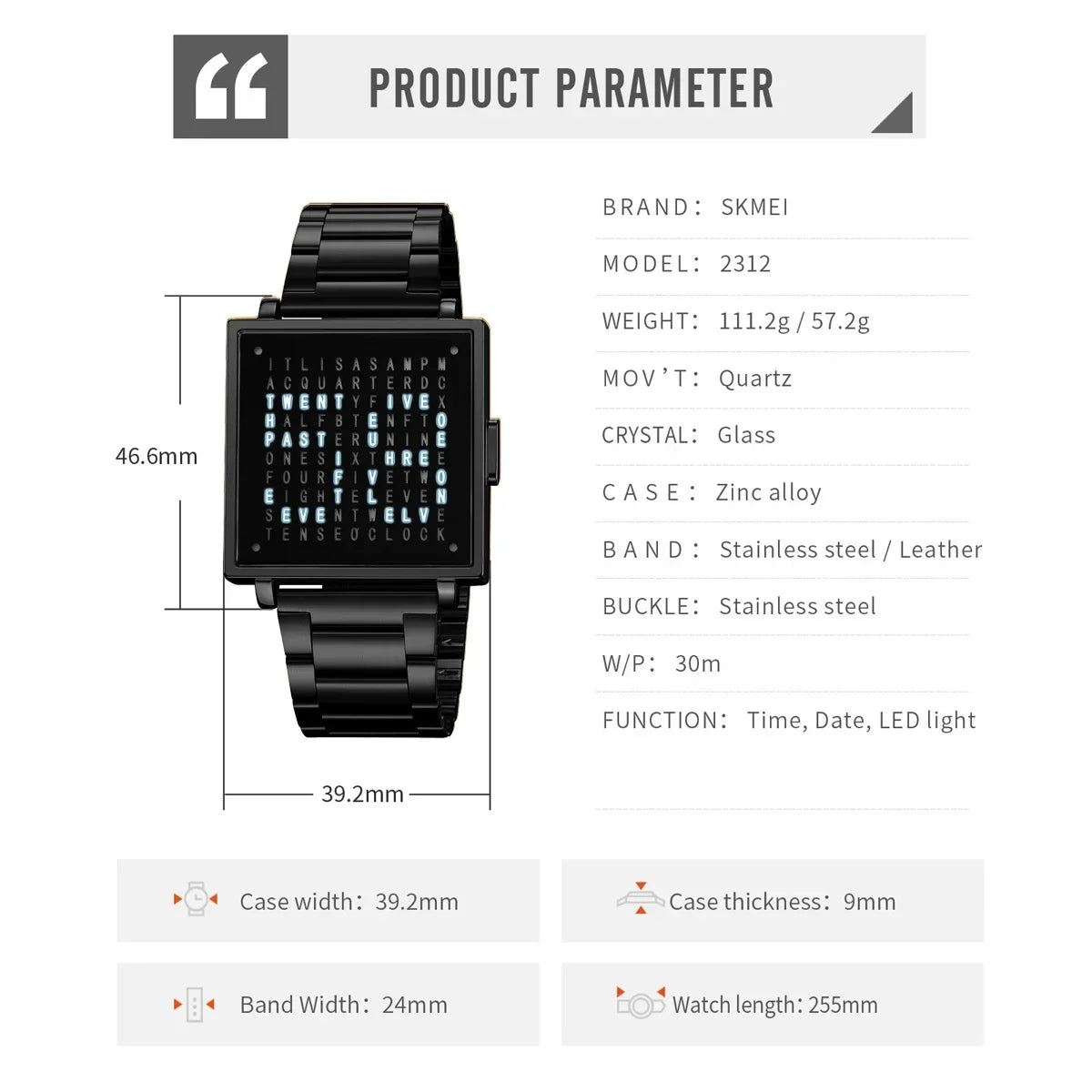 Skmei 2312 moda relógio de pulso para homens mulheres à prova dwaterproof água led luz ao ar livre digital esporte relógios eletrônicos reloj hombre