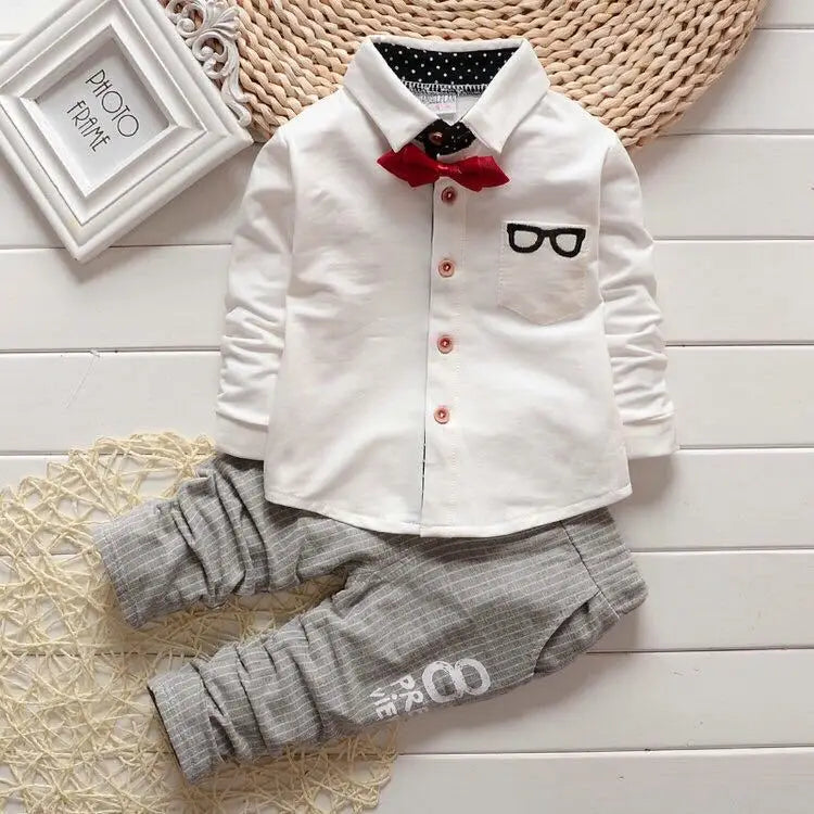 Crianças mais fino conjuntos de roupas primavera outono agasalho bebê meninos criança manga longa cavalheiro ternos crianças t camisa calças conjuntos roupas