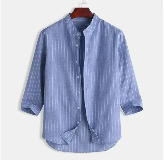 Camisa de linho respirável masculina, confortável, cor sólida, manga comprida, solta, Harajuku, blusa casual, camisa havaiana, breve, 2022