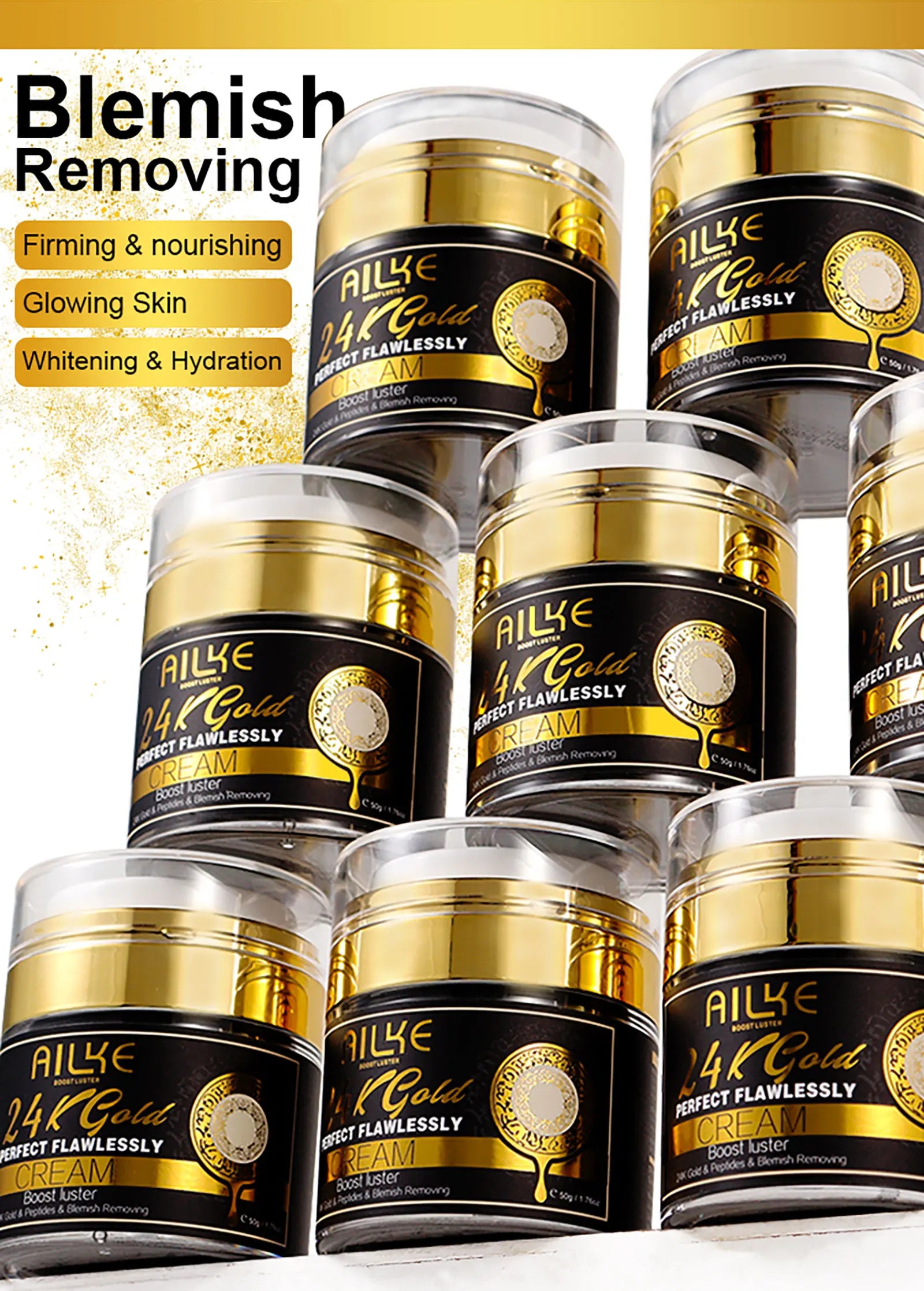 Ailke 24K Ouro Colágeno Creme Articulação Remoção de Manchas Escuras Forte Clareamento Rosto Anti Envelhecimento Conjunto de Cuidados com a Pele