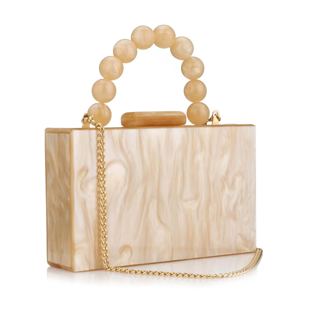 Beading bolsa de mármore acrílico caixa luxo embreagem sacos noite festa casamento corrente bolsa ombro jantar vestido bolsa festival presente