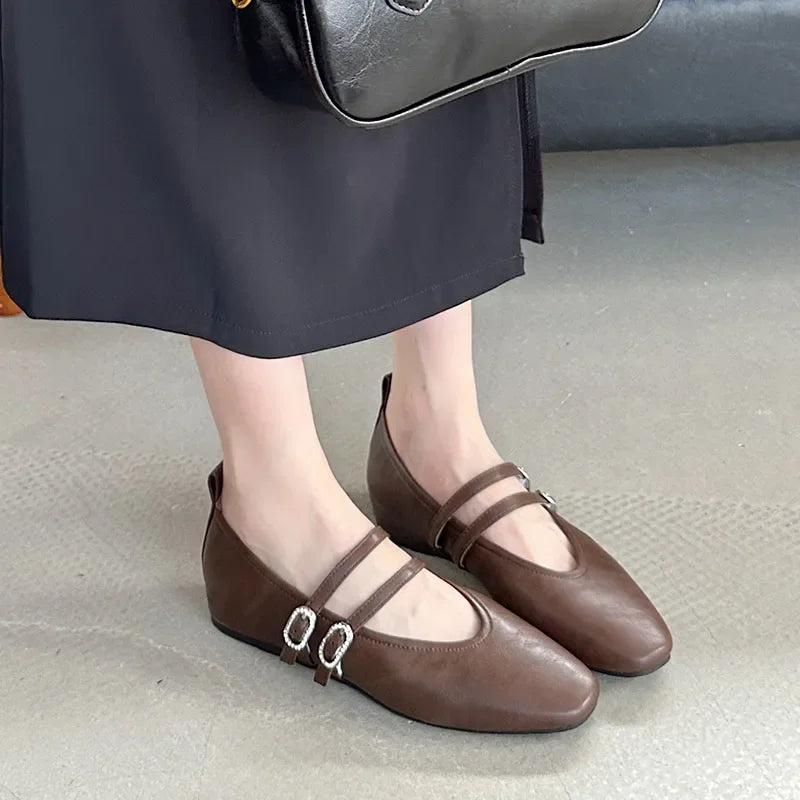 Feminino raso de luxo moda fivela cinta calçados femininos senhoras apartamentos com sapatos mulher apartamentos mary janes sapatos para mulher