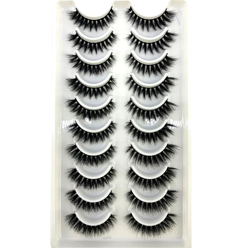 Vários estilos 10 pares naturais 3d vison cílios postiços kit de maquiagem cílios de vison extensão cílios curtos
