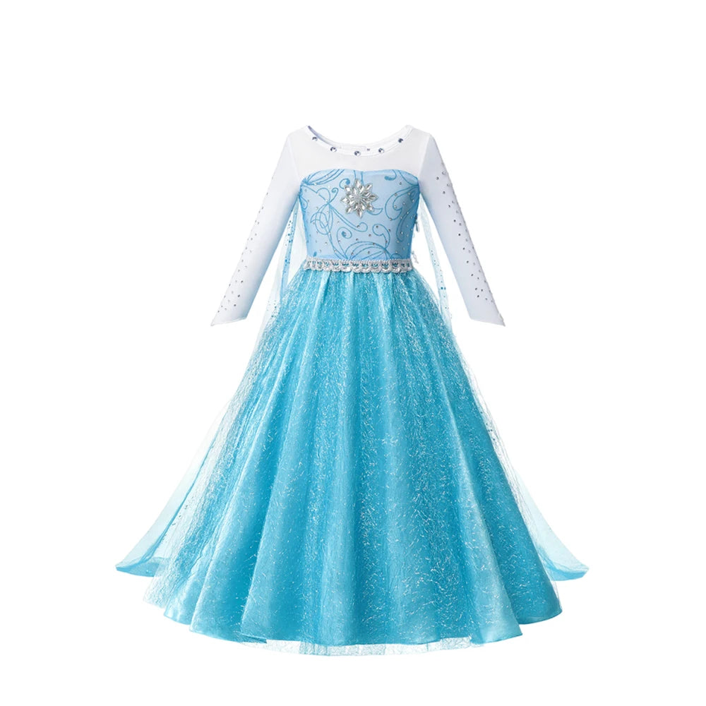Menina cosplay neve rainha vestido outono inverno crianças elsa carnaval festa princesa traje crianças aniversário vestido de baile roupas 2-10t