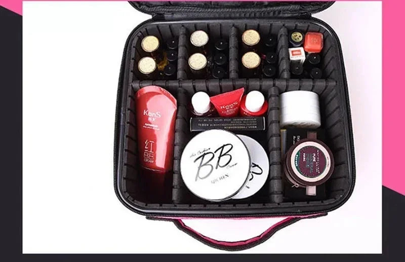 Bolsa de Maquiagem à Prova d'Água para Mulheres, Estojo Profissional de Cosméticos, Organizador Portátil para Pincéis de Beleza
