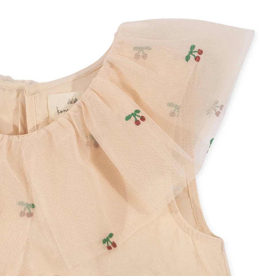 Verão ks bebê meninas cereja malha vestido crianças roupas meninas vestidos de princesa saias festa de natal manga longa vestidos