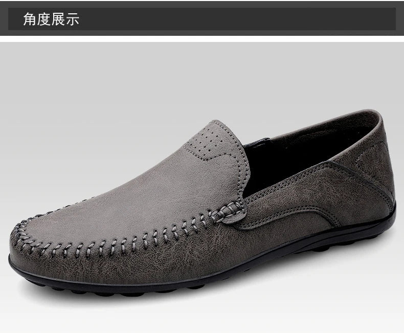 Mocassins Masculinos de Couro Genuíno Slip-On Casuais Estilo Náutico Formais Artesanais Designer 2025 Zapatillas Hombre