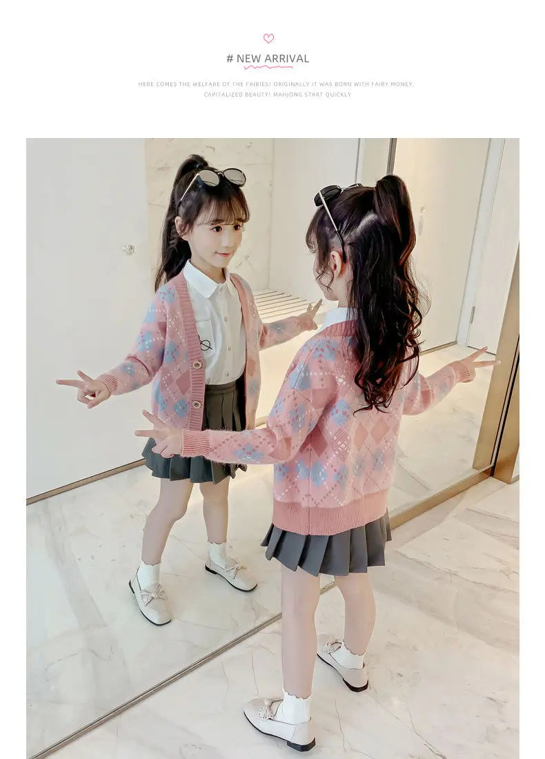 Camisola de tricô de manga cheia infantil, top single-breated, flocking outwear, roupas de bebê meninas, crianças, criança, crianças, 2t, 10 t, 12t, outono, inverno