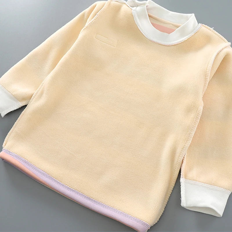 Engrossar quente de pelúcia crianças conjuntos roupas menino menina roupa interior ternos outono inverno crianças clothinn