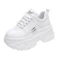 Sapatos femininos tendência branco preto grosso tênis outono inverno fundo grosso pai sapatos de alta qualidade couro do plutônio plataforma tênis novo