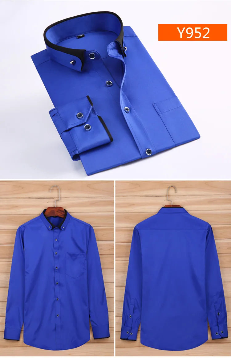 Nova chegada primavera comercial fácil cuidado camisa masculina oversize manga longa moda formal de alta qualidade plus size M-7XL8XL9XL