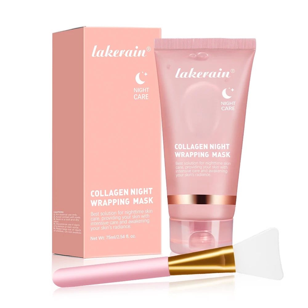 Máscara Facial Noturna de Colágeno Peel Off Hidratante, Reduz Linhas Finas e Ressecamento, Hidratação e Iluminação, Cuidados com a Pele Coreana
