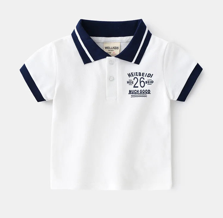 Moda meninos polo camisas de algodão em linha reta formal criança camiseta verão crianças roupas dos miúdos