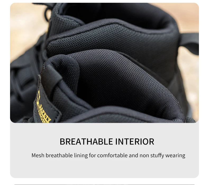 Moda novos sapatos de trabalho de segurança anti-esmagamento anti-punctura anti-odor homens usam sapatos antiderrapantes botão fivela sapatos de dedo do pé de aço à prova dwaterproof água