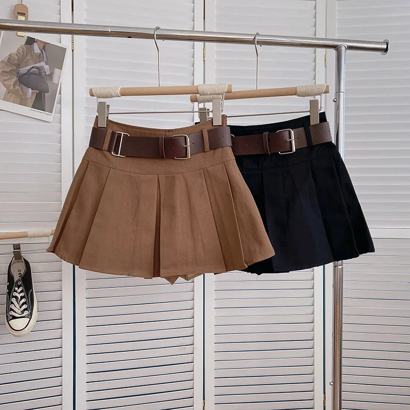 Meninas adolescentes saia plissada sólida casual all-match saia de carga para crianças curto a linha cintura alta tutu saia crianças com cinto
