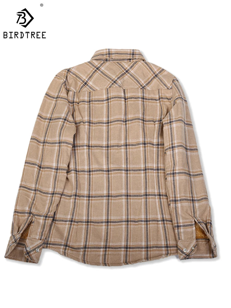 Camisa Xadrez Feminina de Veludo Grossa e Quente, Blusa Casual de Manga Longa com Forro de Lã para Inverno, Tamanhos M-5XL, Roupa de Outono T77710A