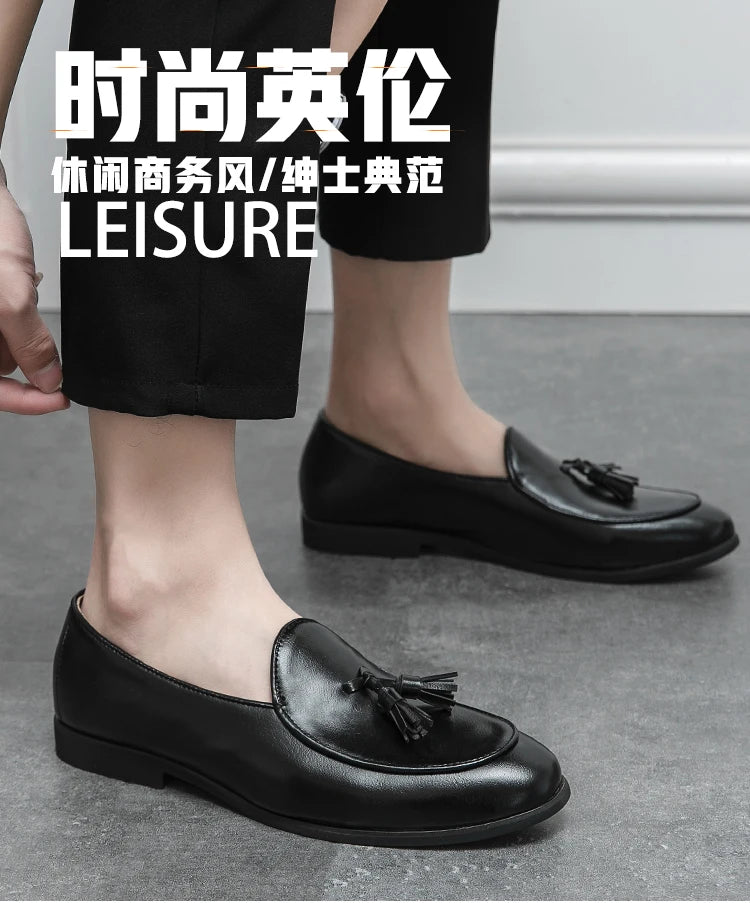 Sapatos formais masculinos mocassins com borla