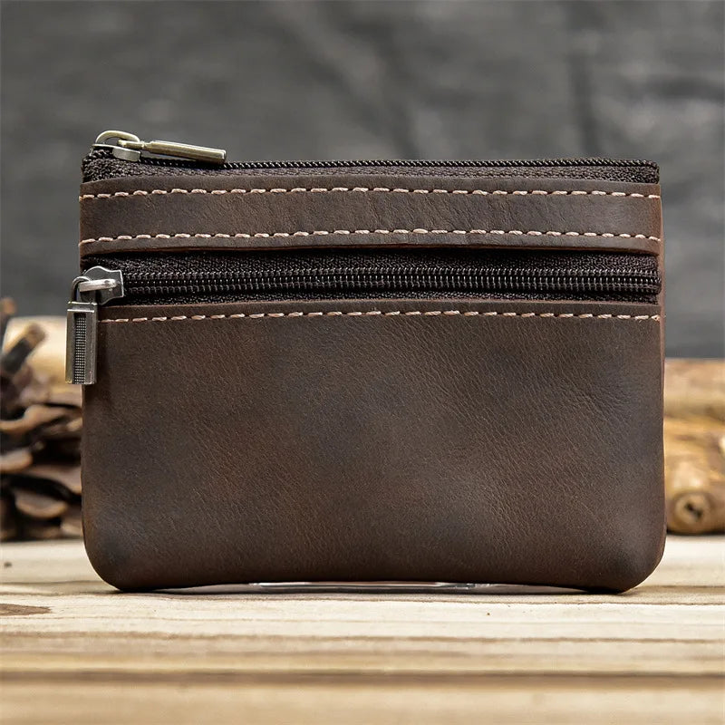 Luufan couro genuíno zíper moeda cartão bolsa de couro real rfid titular do cartão embreagem carteiras slots para homens mulheres mini bolsa fina