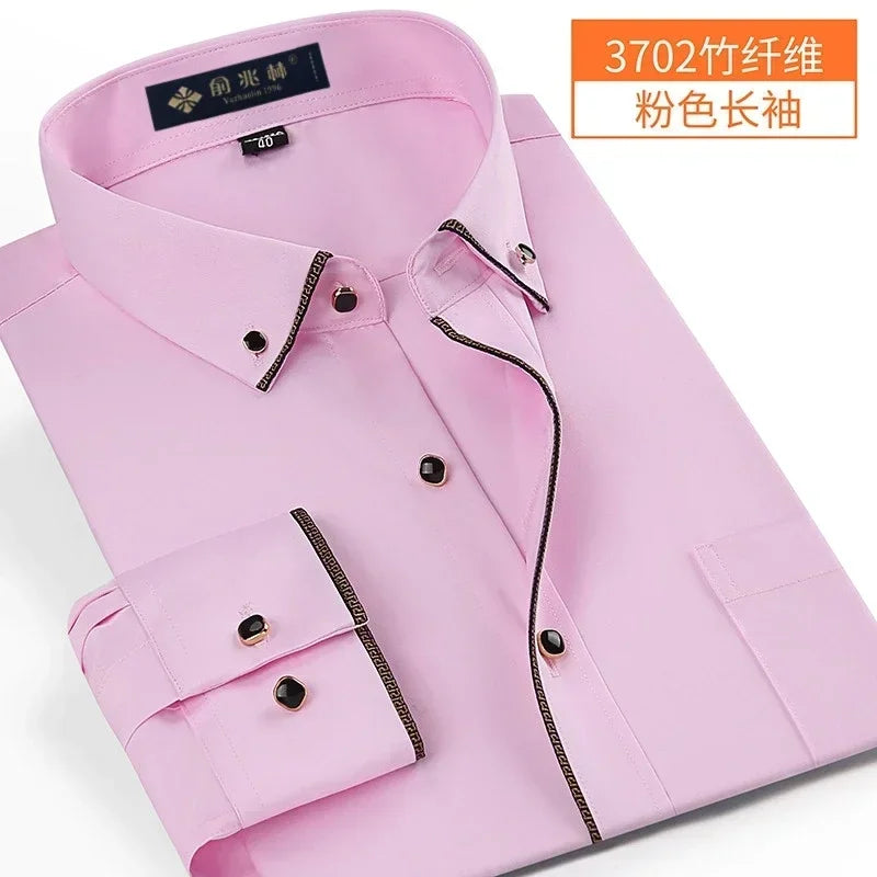 Nova chegada primavera comercial fácil cuidado camisa masculina oversize manga longa moda formal de alta qualidade plus size M-7XL8XL9XL