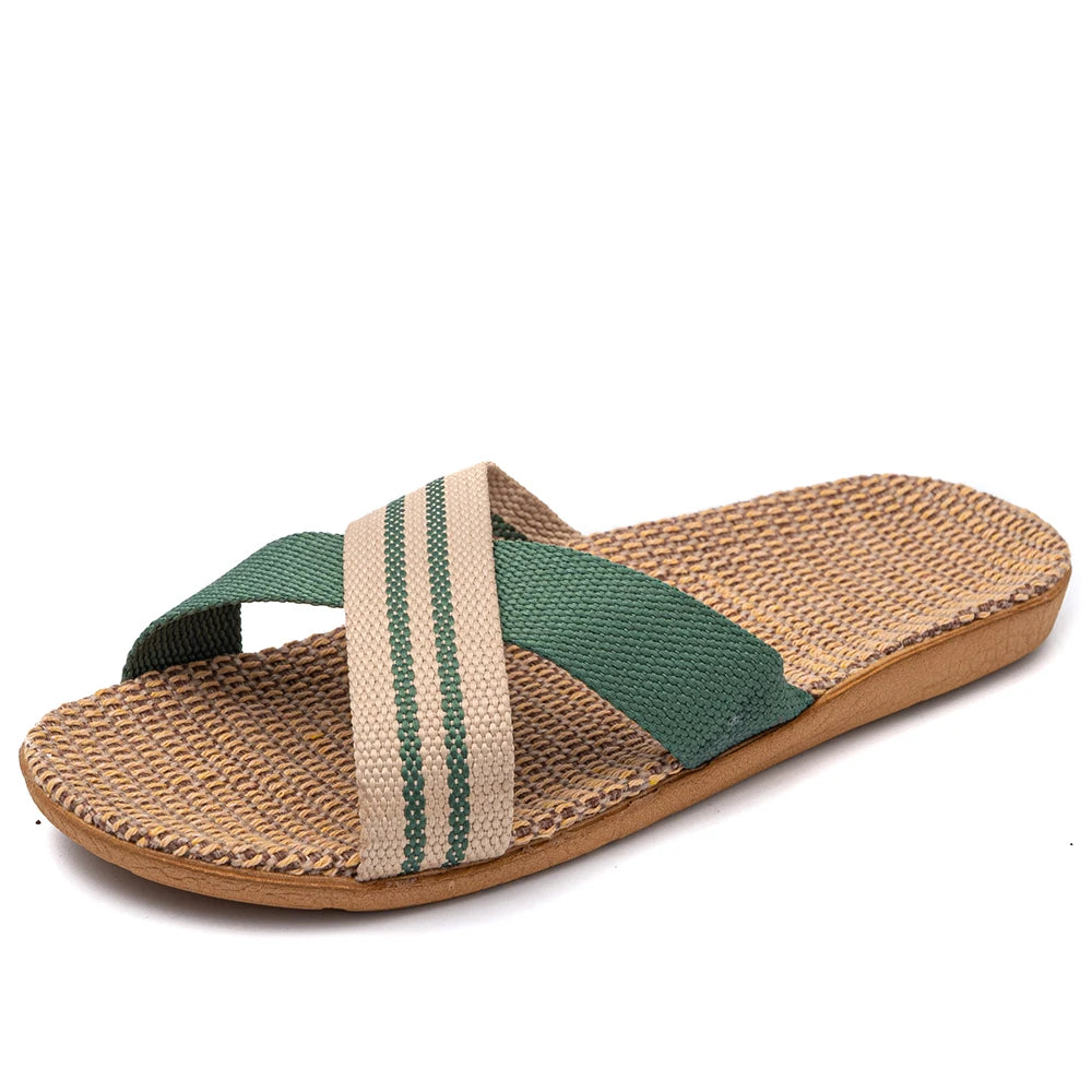 36-45 sandálias planas chinelos de praia verão casa linho leve eva antiderrapante slides para homens mulheres indoor ao ar livre flip flops