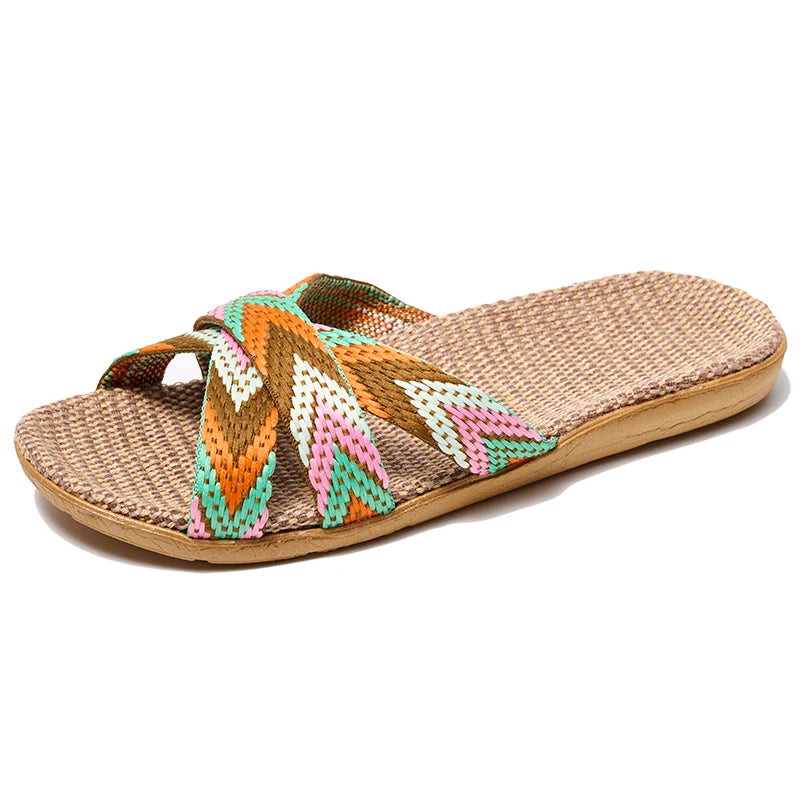 36-45 sandálias planas chinelos de praia verão casa linho leve eva antiderrapante slides para homens mulheres indoor ao ar livre flip flops