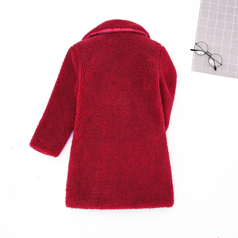 Bebê meninas casacos de pele do falso crianças inverno quente jaquetas de pelúcia crianças turndown colarinho acolchoado outerwear infantil casual roupas exteriores