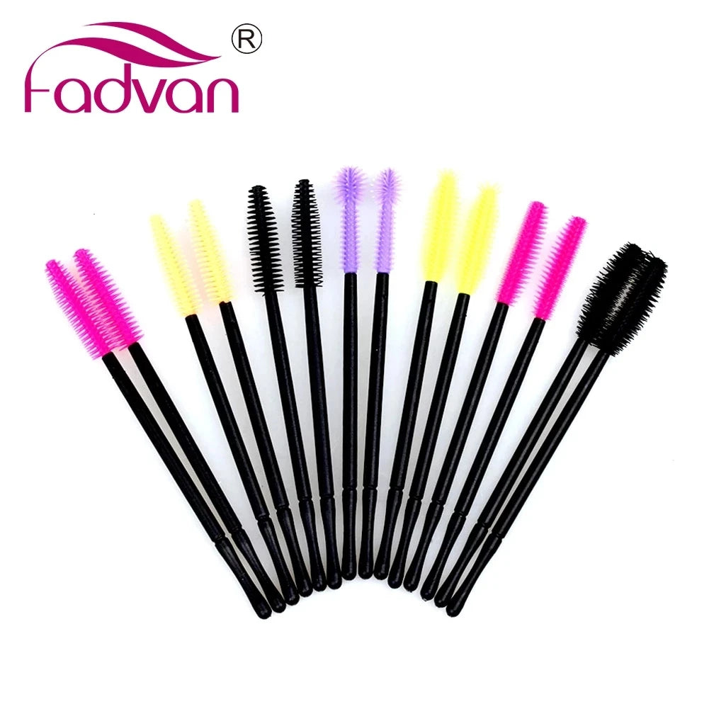 Fadvan 50 pcs/pack escovas de silicone ferramenta de cílios descartáveis pente rímel varinhas pincéis de maquiagem kit aplicador individual para o olho