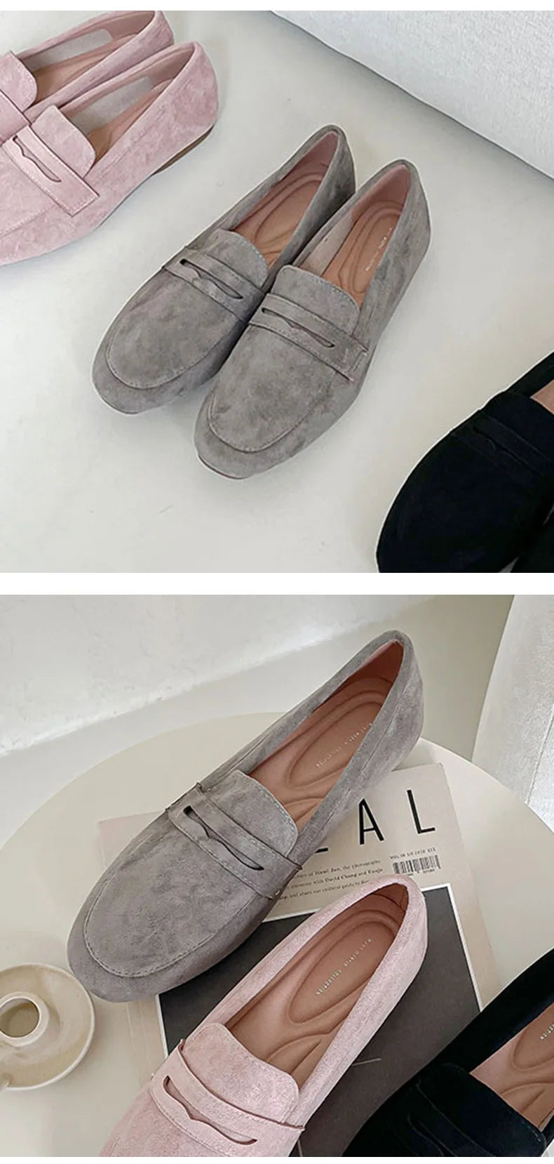 2025 novas mulheres sapatos planos mulher mocassins primavera outono casual camurça deslizamento em sapato mulher confortável sapato leve mujer sapato