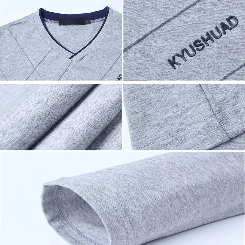 Camiseta Masculina BROWON 2026: Nova Coleção Slim Fit com Design Exclusivo, Gola V Luxuosa e Elegante para Fitness