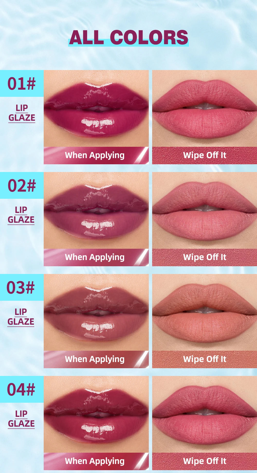 Brilho Labial Cristal QIBEST, Glaze Labial Hidratante de Longa Duração, Gloss Hidratante para Lábios