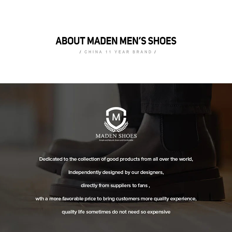 Botas Chelsea Vintage Masculinas Maden, Estilo Britânico, Botas Altas Pretas com Bico Redondo, Calçados Clássicos para Outono e Inverno