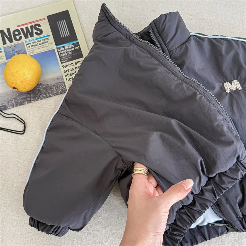 2024 inverno novas crianças manga longa quente carta casaco mais veludo grosso meninos para baixo jaquetas do bebê meninas acolchoado jaqueta crianças roupas
