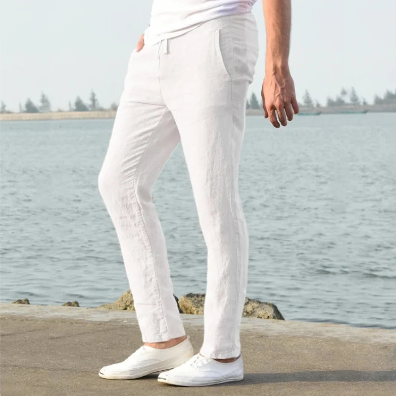 Calças de Algodão e Linho Masculinas, Novas Calças de Linho Respiráveis para o Outono, Tamanhos S-5XL