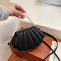 Francês pérola corrente bolsa feminina concha moda bolsa de ombro couro do plutônio bolsa embreagem novidade sólido chique hobo saco pequena mochila