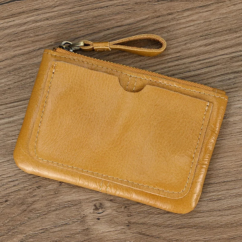 Luufan couro genuíno zíper moeda cartão bolsa de couro real rfid titular do cartão embreagem carteiras slots para homens mulheres mini bolsa fina