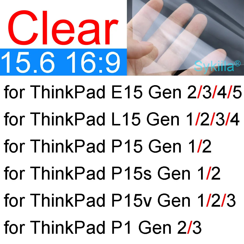 Protetor de tela para lenovo thinkpad 15 x9 e15 l15 p15 t15 p1 p15s p15v t15g t15p aura x1 gen 4 hd filme de pele fosca transparente