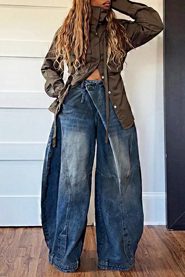 Calças de brim calças de perna larga mulheres vintage denims calças soltas estiramento meados de cintura lavado angustiado até o chão 2025 streetwear