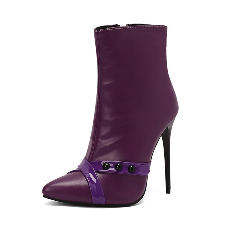 REAVE CAT-Sexy Stiletto Botas de Salto Alto, Botas de Couro, 12cm, Preto, Amarelo, Roxo, Tamanho Grande 44, 45, 46, 47, 48, US15, US16, US17